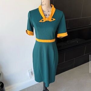 Teal and Yellow Women's Dress